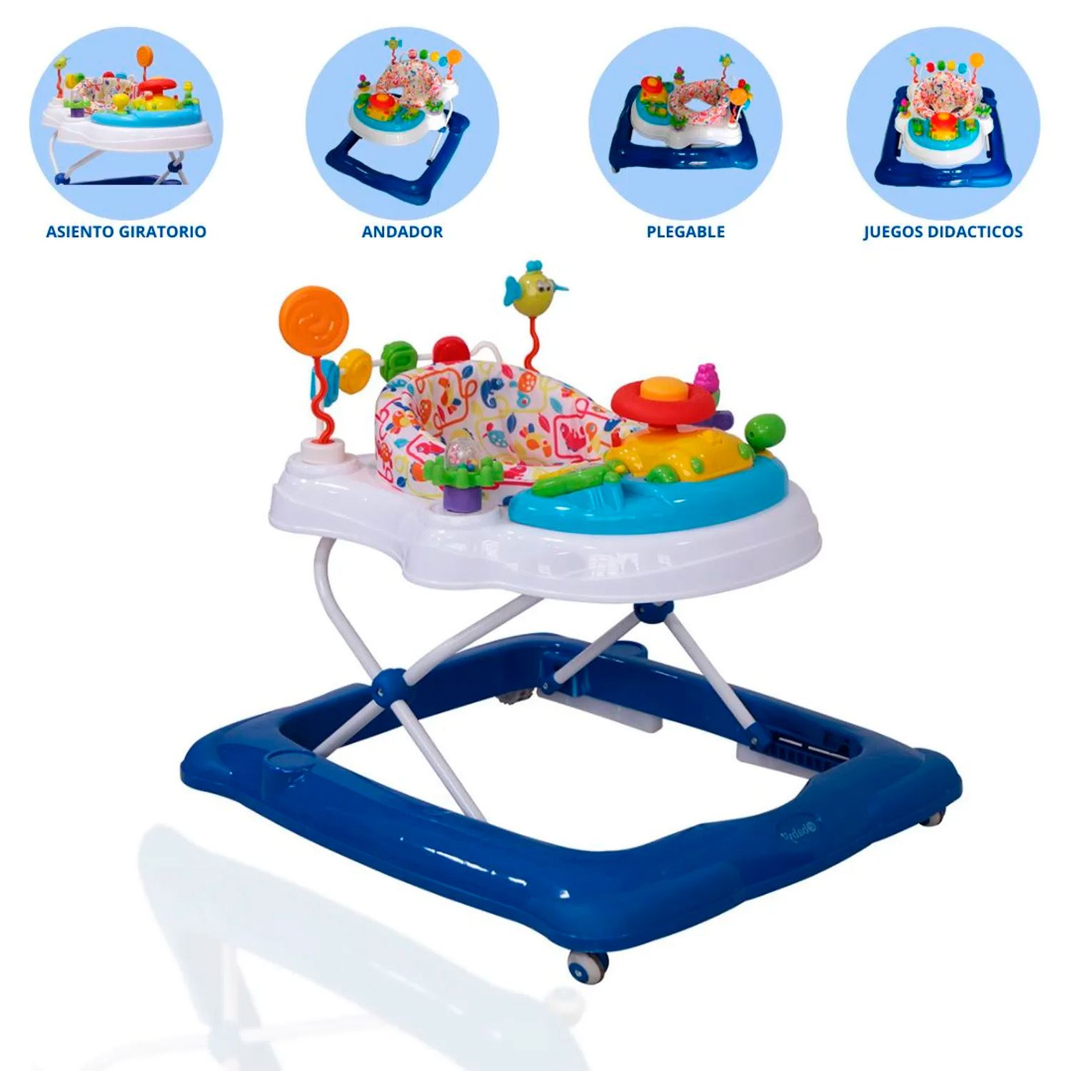 ANDADOR CAMINADOR CON ASIENTO GIRATORIO LESSI EBABY AZUL